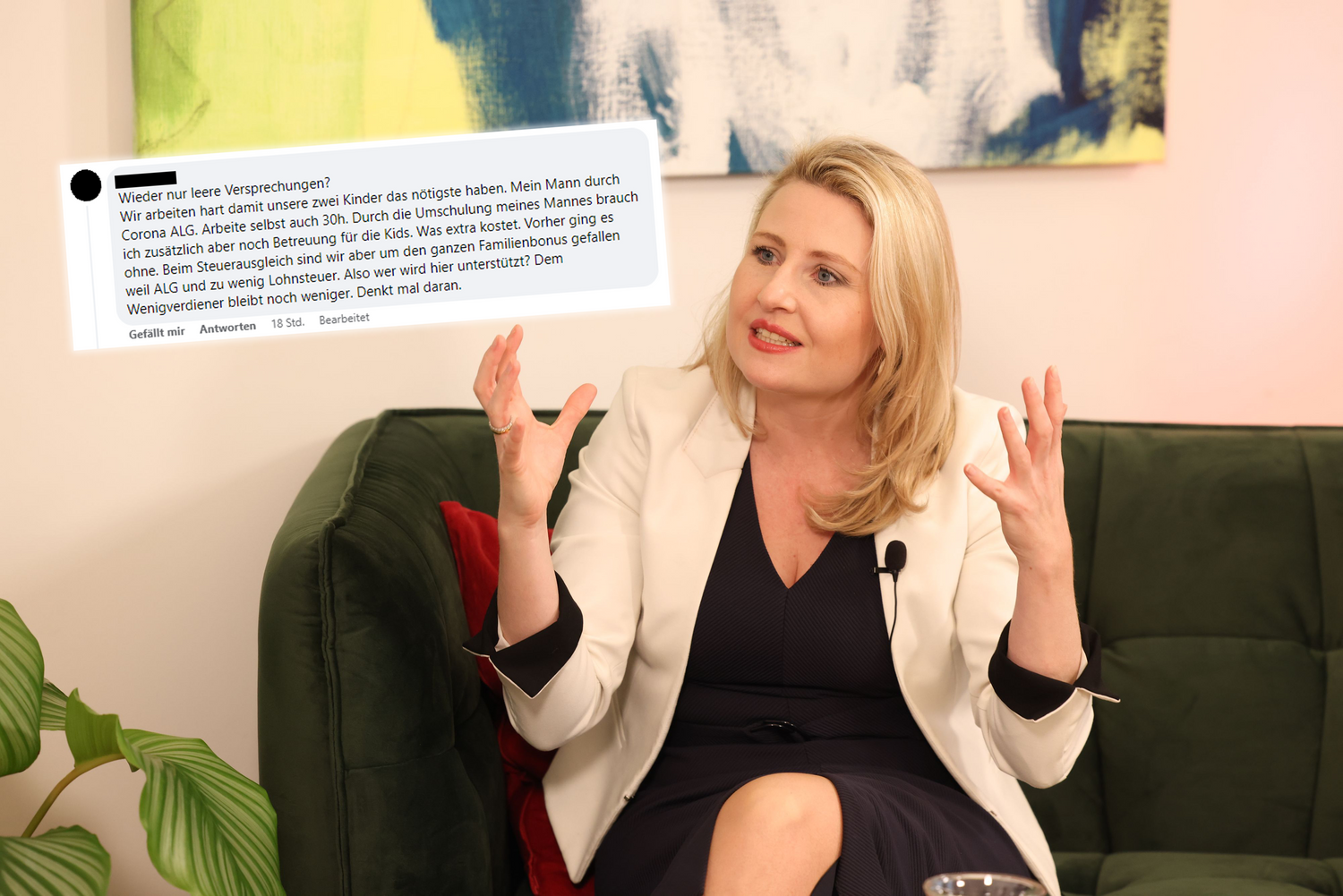 Eine Facebook-Nutzerin kritisiert die Entlastungen für Familien heftig.