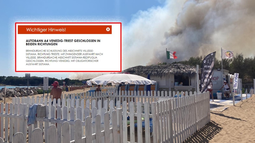 Waldbränden führten am Mittwoch zu einer Sperre der italienischen A4 in beide Richtungen.