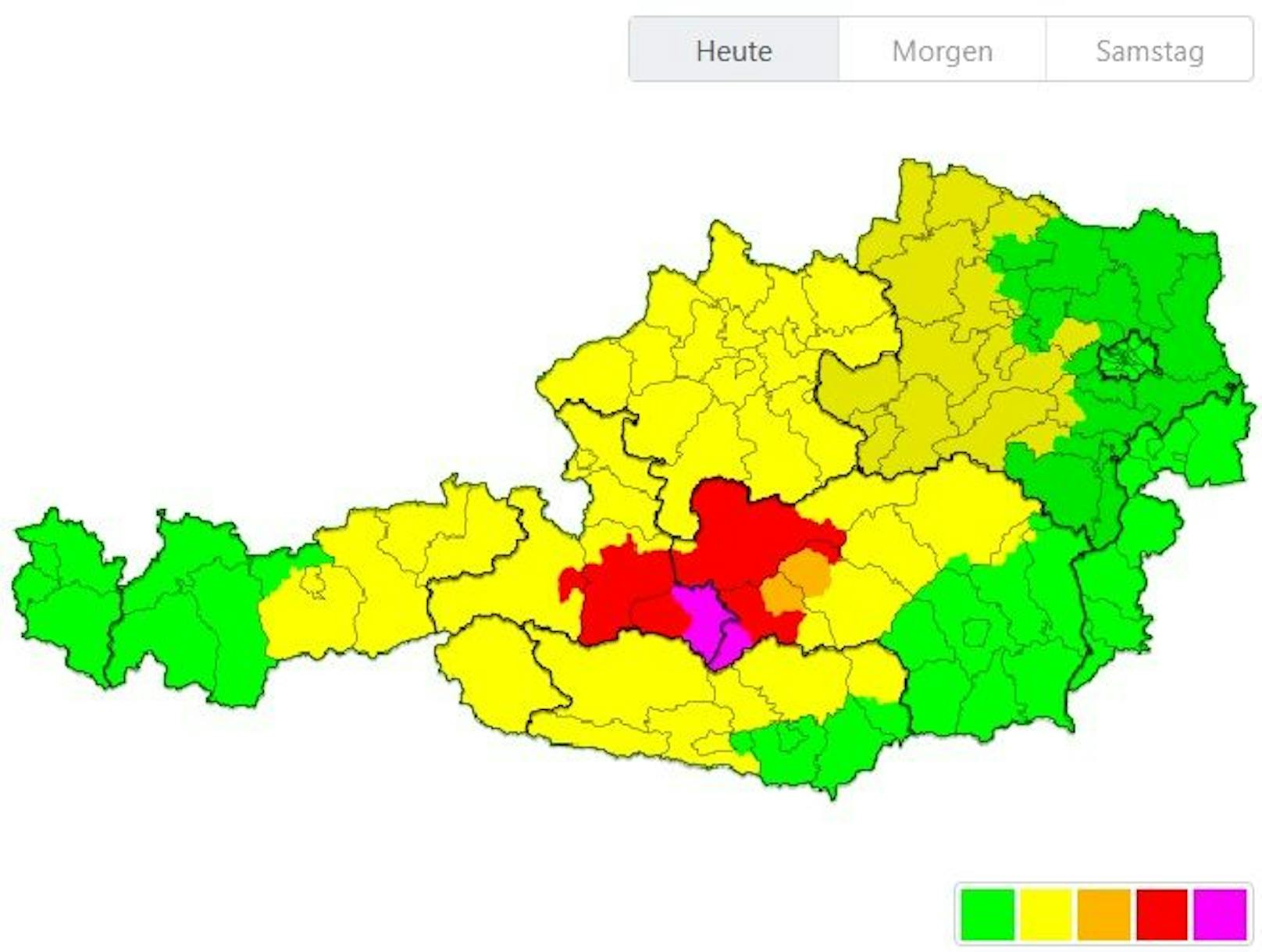 In zwei Bundesländern herrscht die allerhöchste Unwetterwarnstufe. 