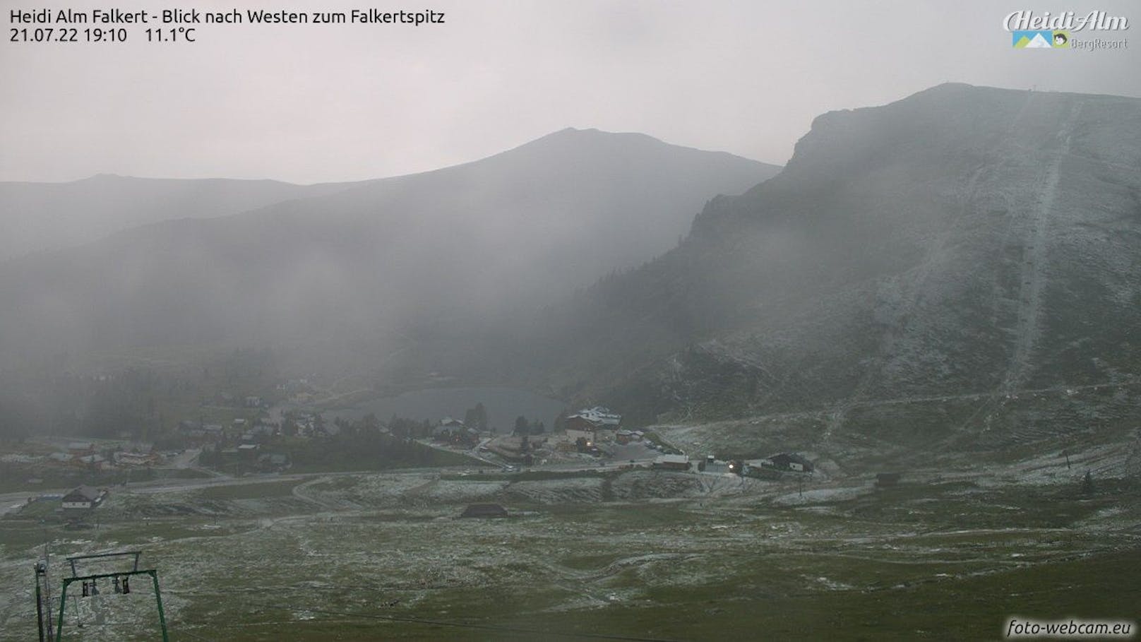 Hagelschlag am Falkertsee durch heftige Gewitter am 21. Juli 2022.