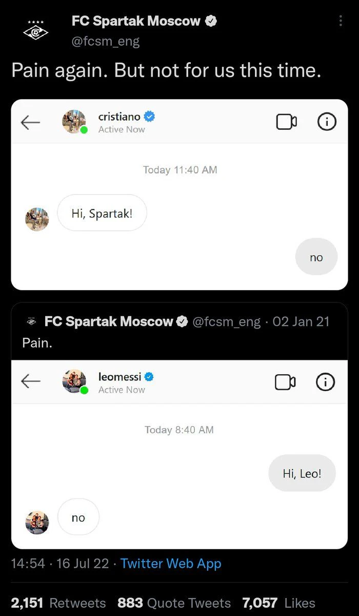 Der Scherz von Spartak Moskau auf Kosten von Cristiano Ronaldo. 