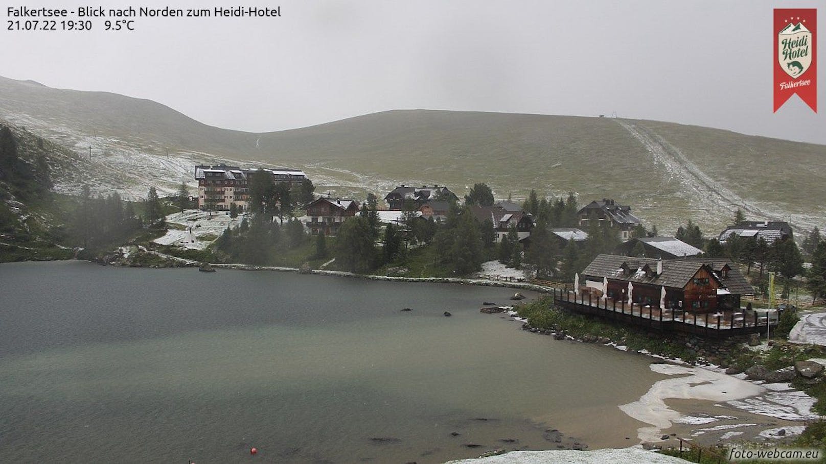 Hagelschlag am Falkertsee durch heftige Gewitter am 21. Juli 2022.