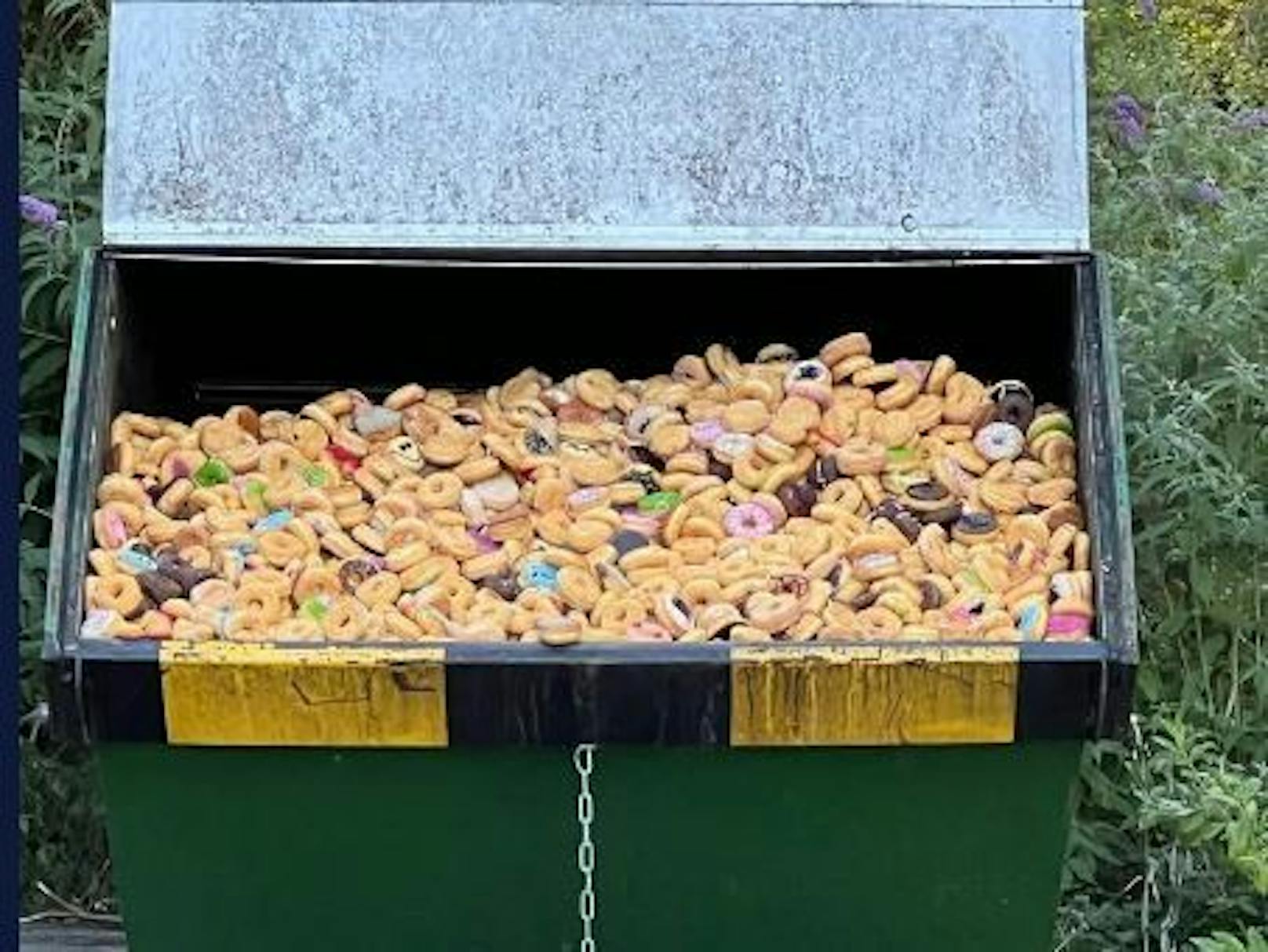 Hunderte Donuts landen einfach im Müll.