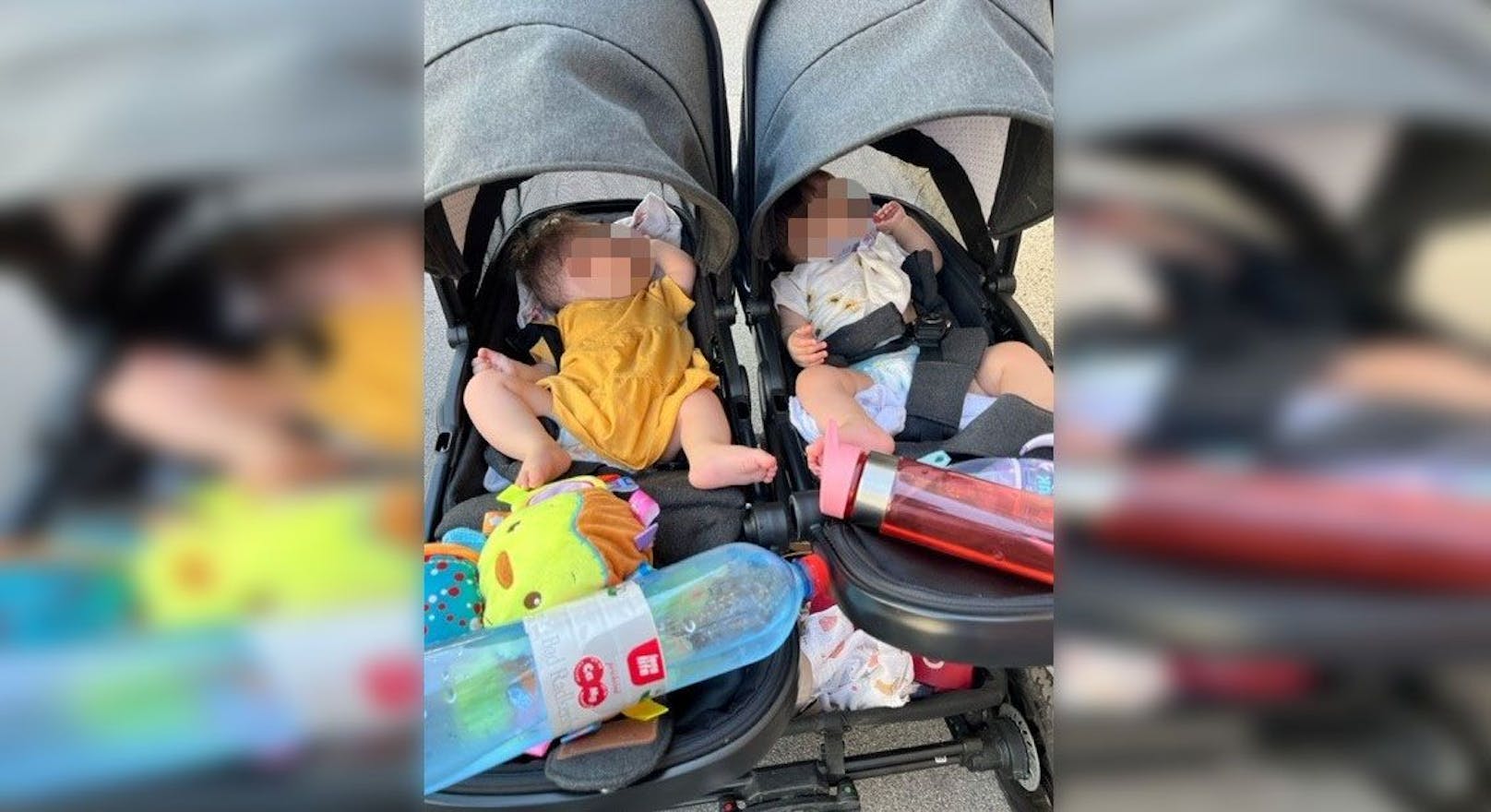 Hasans Zwillinge im Kinderwagen
