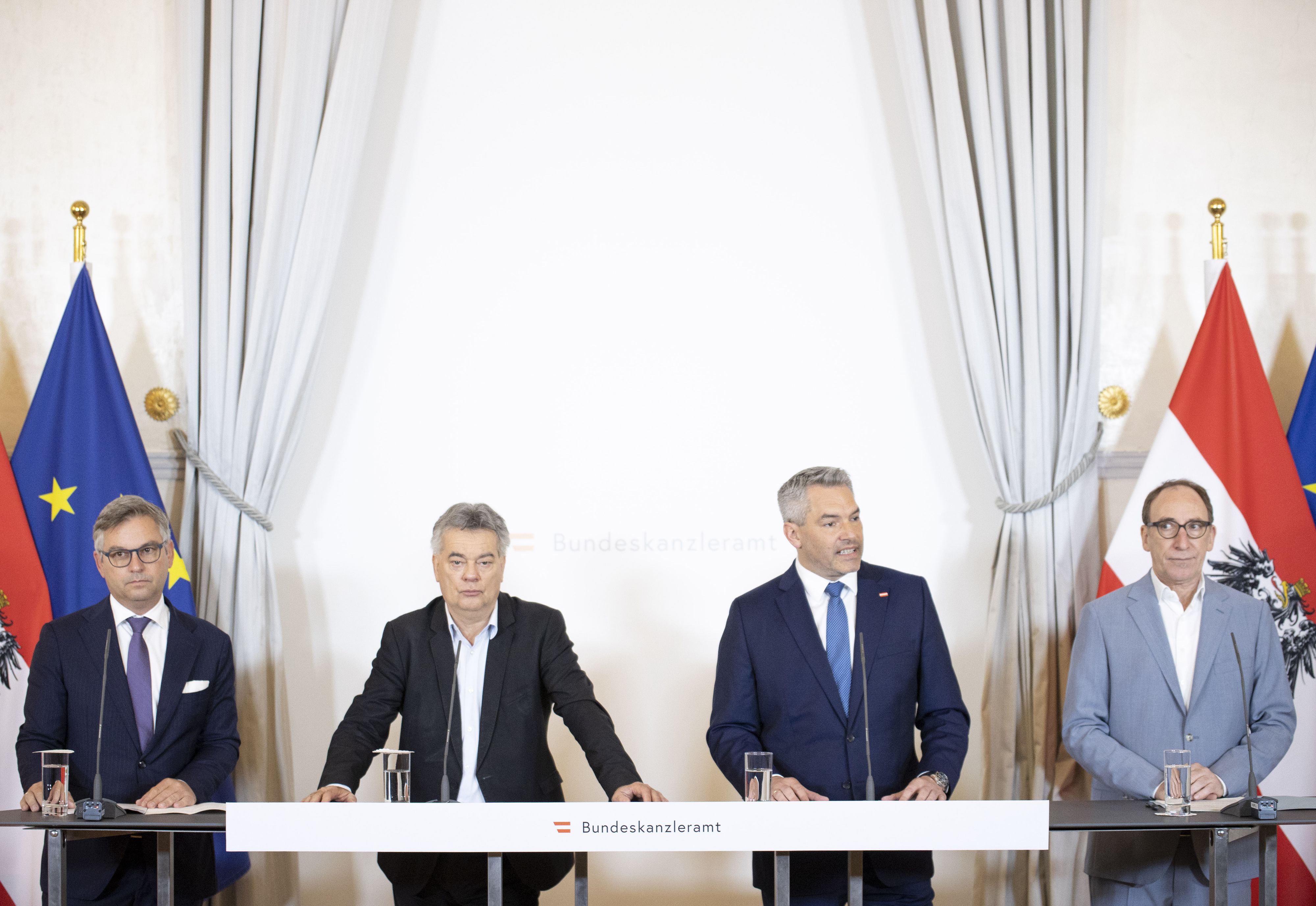 Bundeskanzler Nehammer und Gesundheitsminister Rauch. Archivbild