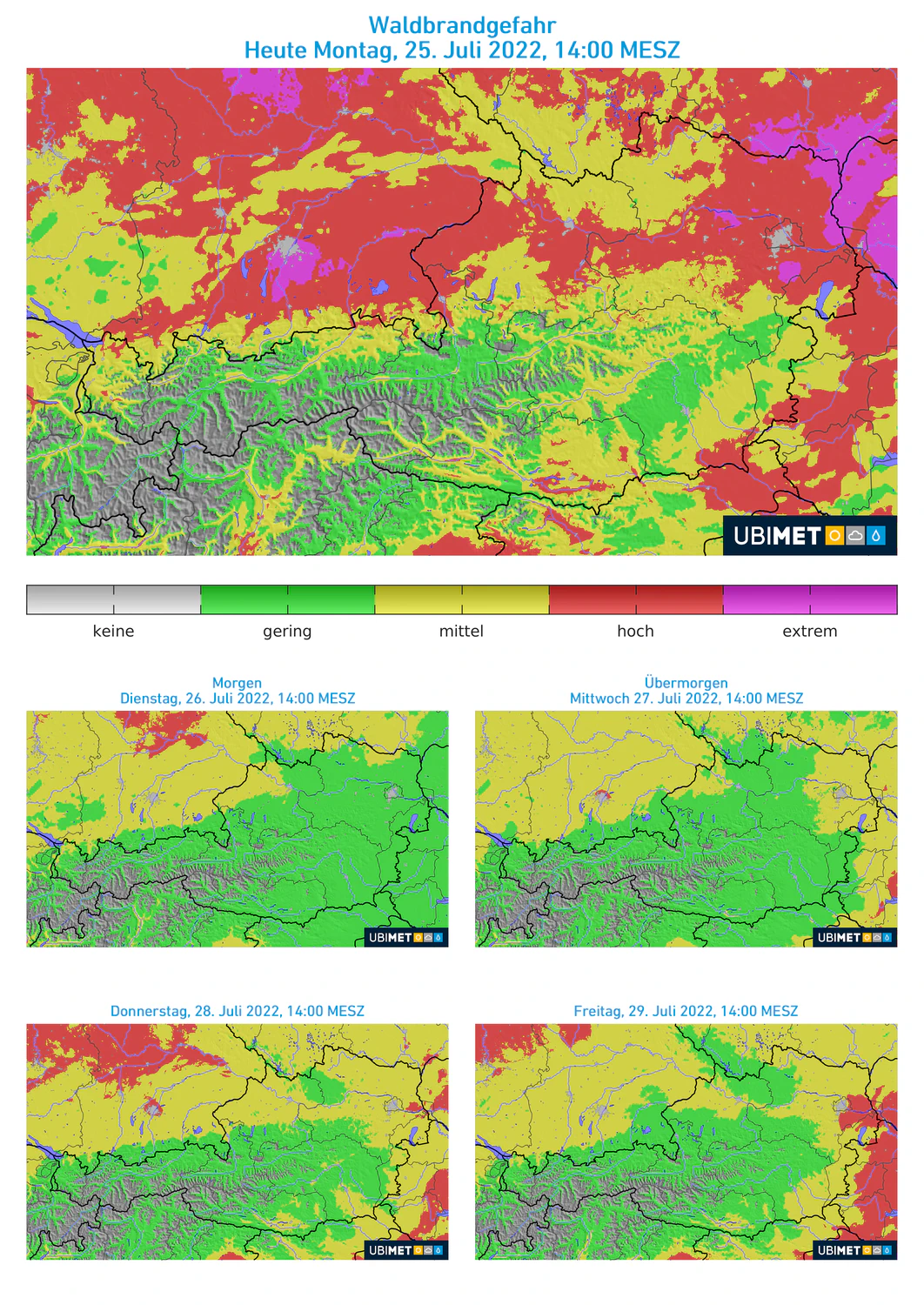 Waldbrandgefahr in Österreich für die kommenden Tage.