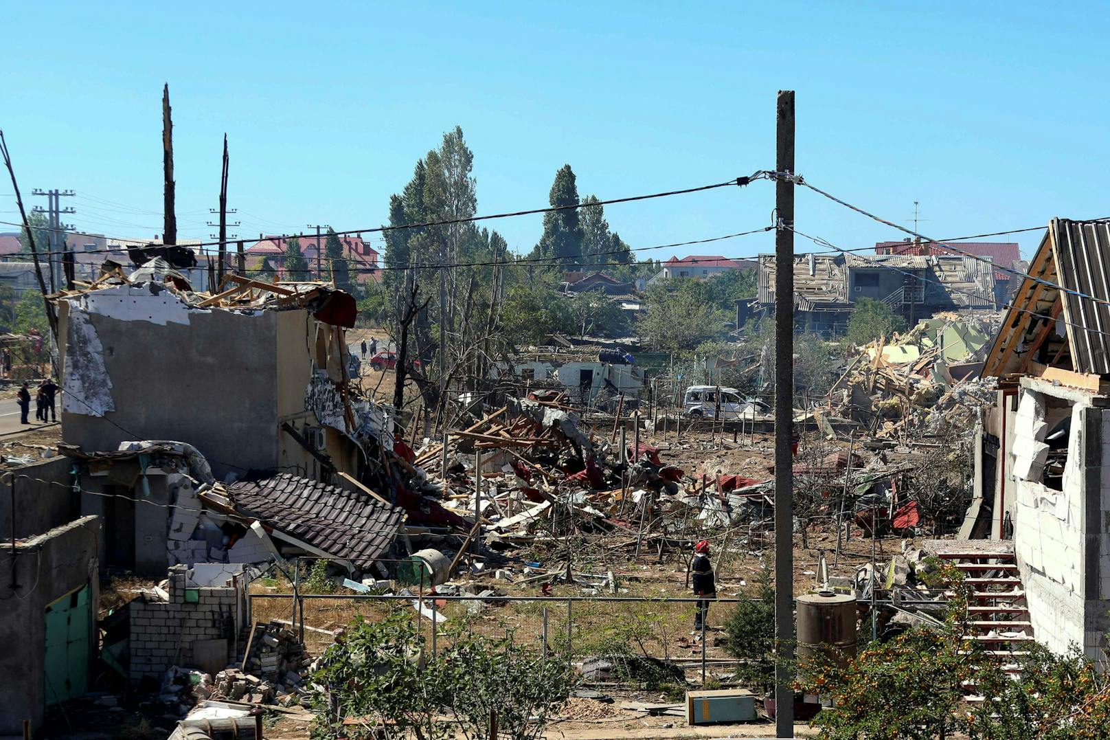 Russische Raketen zerstörten ein Wohnviertel in Odessa.