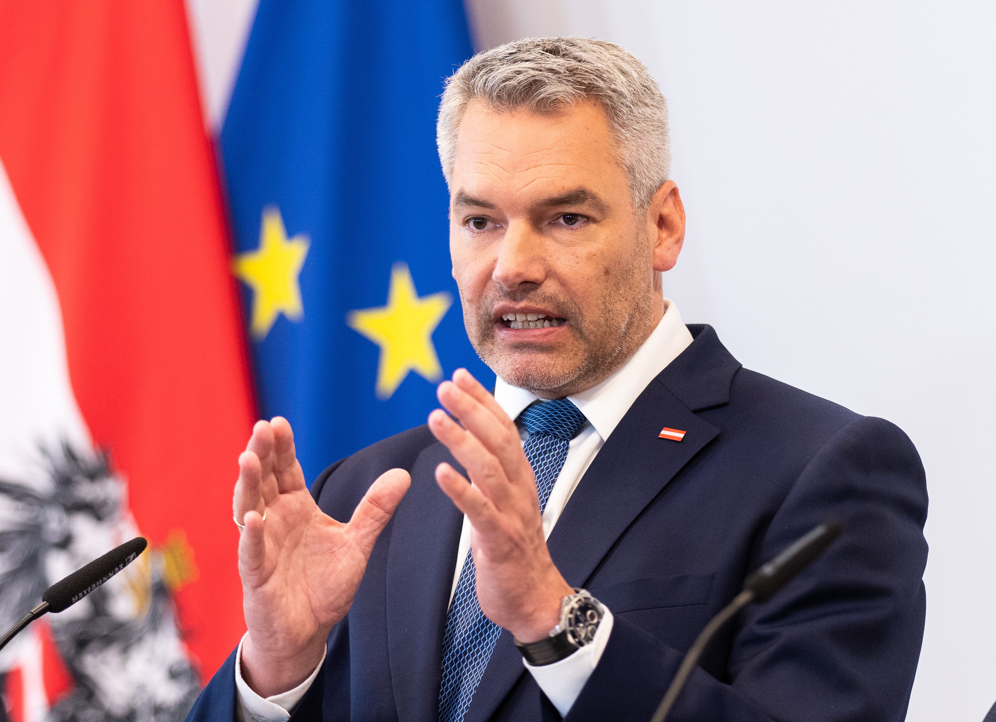 Bundeskanzler Karl Nehammer beim Sommerministerrat in Mauerbach am 27.07.2022. 