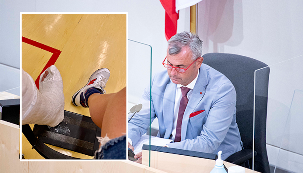 Norbert Hofer postete ein Gips-Foto. Gegenüber 