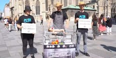 Tierschützer grillen "Menschenbaby" am Stephansplatz