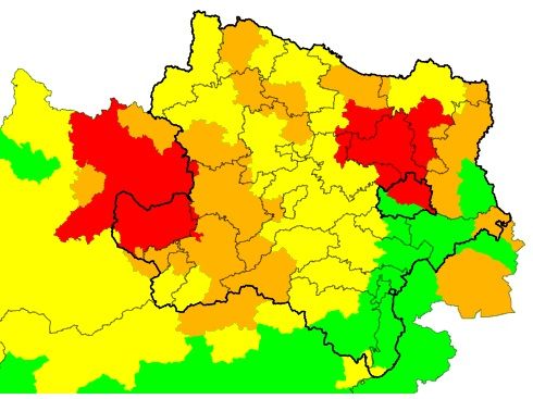 In weiten Teilen der Bundeshauptstadt herrsch schon eine rote Unwetter-Warnstufe. Stand 17.15 Uhr  