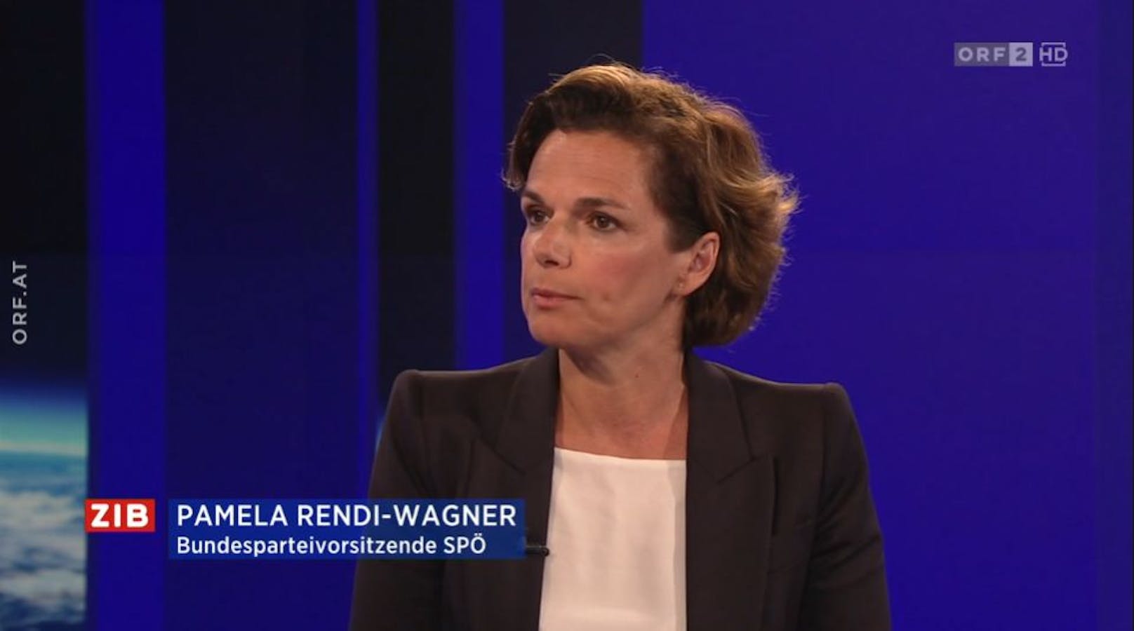 SP-Chefin Pamela Rendi-Wagner in der ZIB2 mit Armin Wolf am 1. August 2022.
