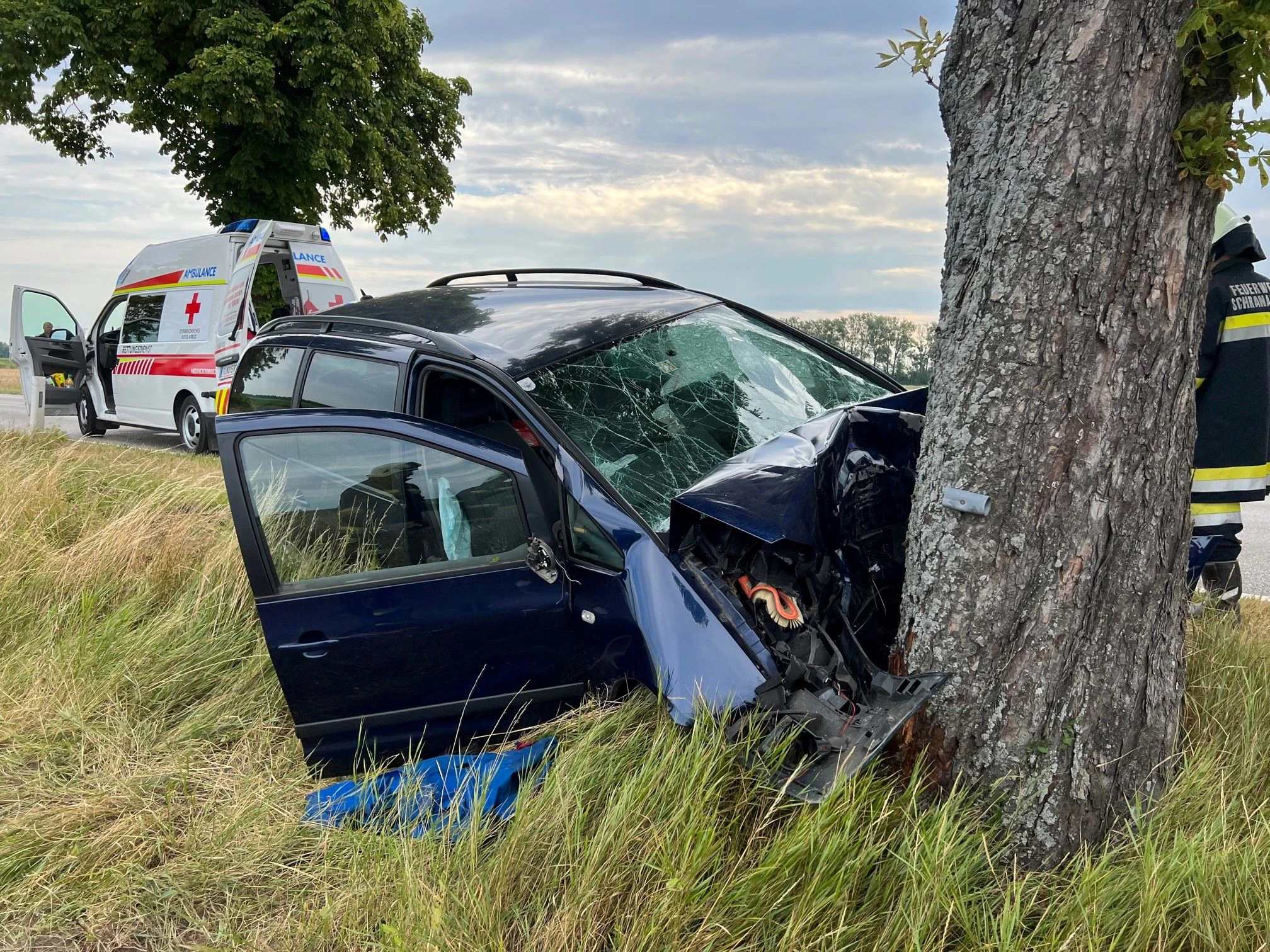 Der Lenker krachte frontal gegen einen Baum.