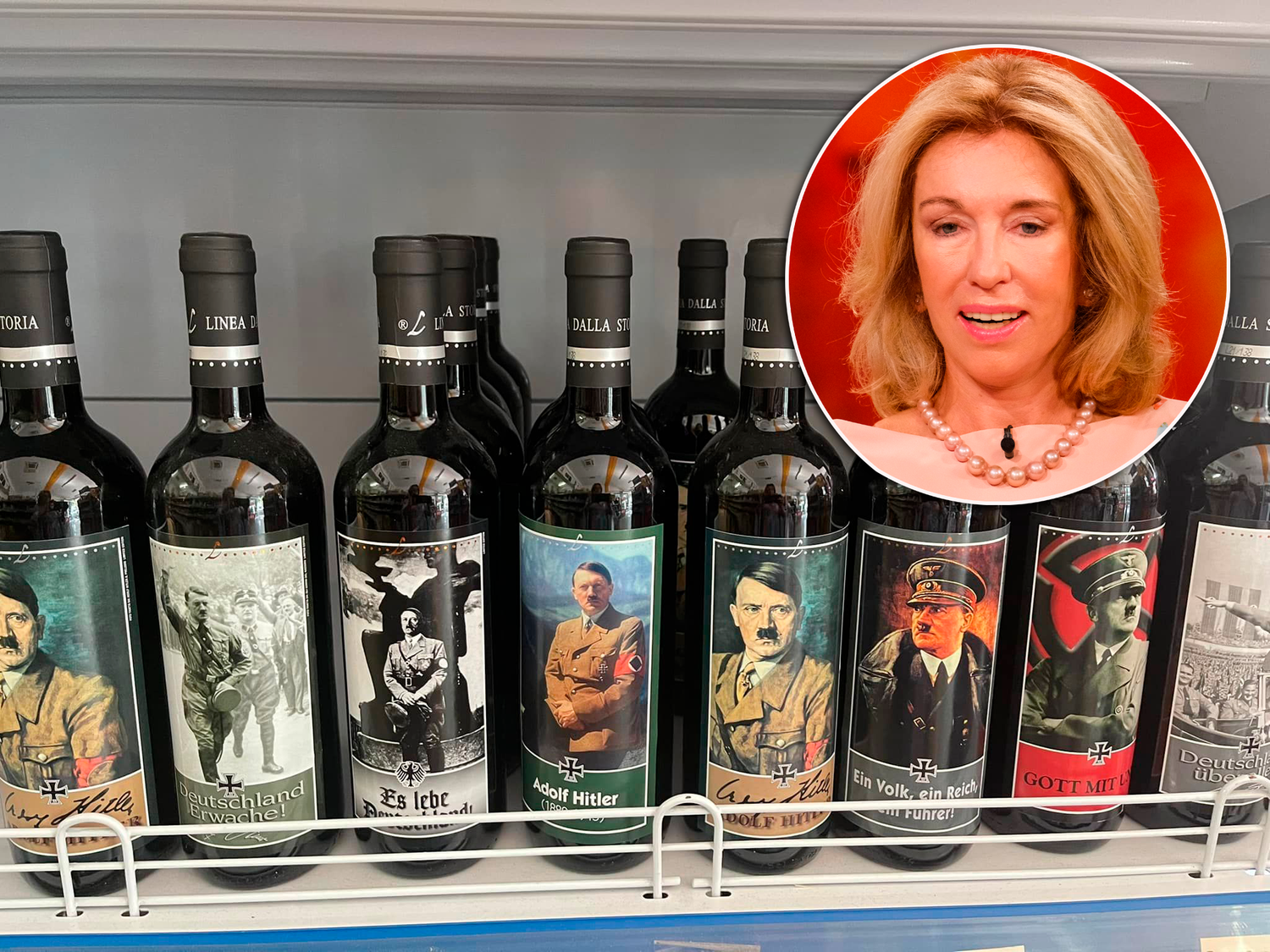 Gar nicht bello! Die Wiener Schönheitschirurgin Dagmar Millesi kann nicht fassen, dass in Jesolo Hitler-Wein verkauft wird. 