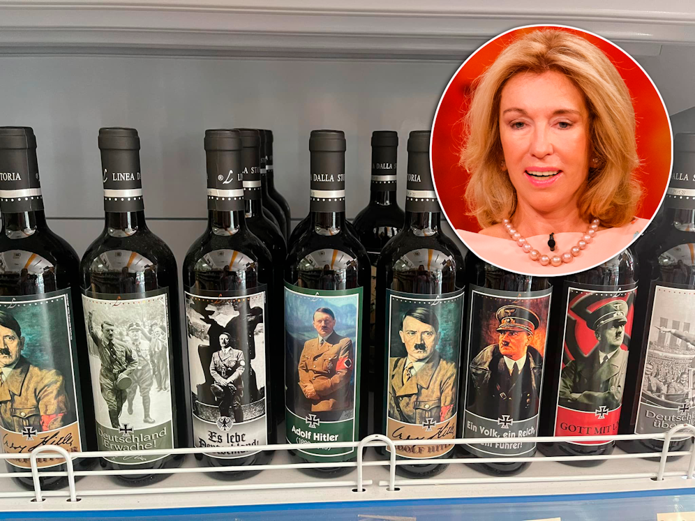 Gar nicht bello! Die Wiener Schönheitschirurgin Dagmar Millesi kann nicht fassen, dass in Jesolo Hitler-Wein verkauft wird.