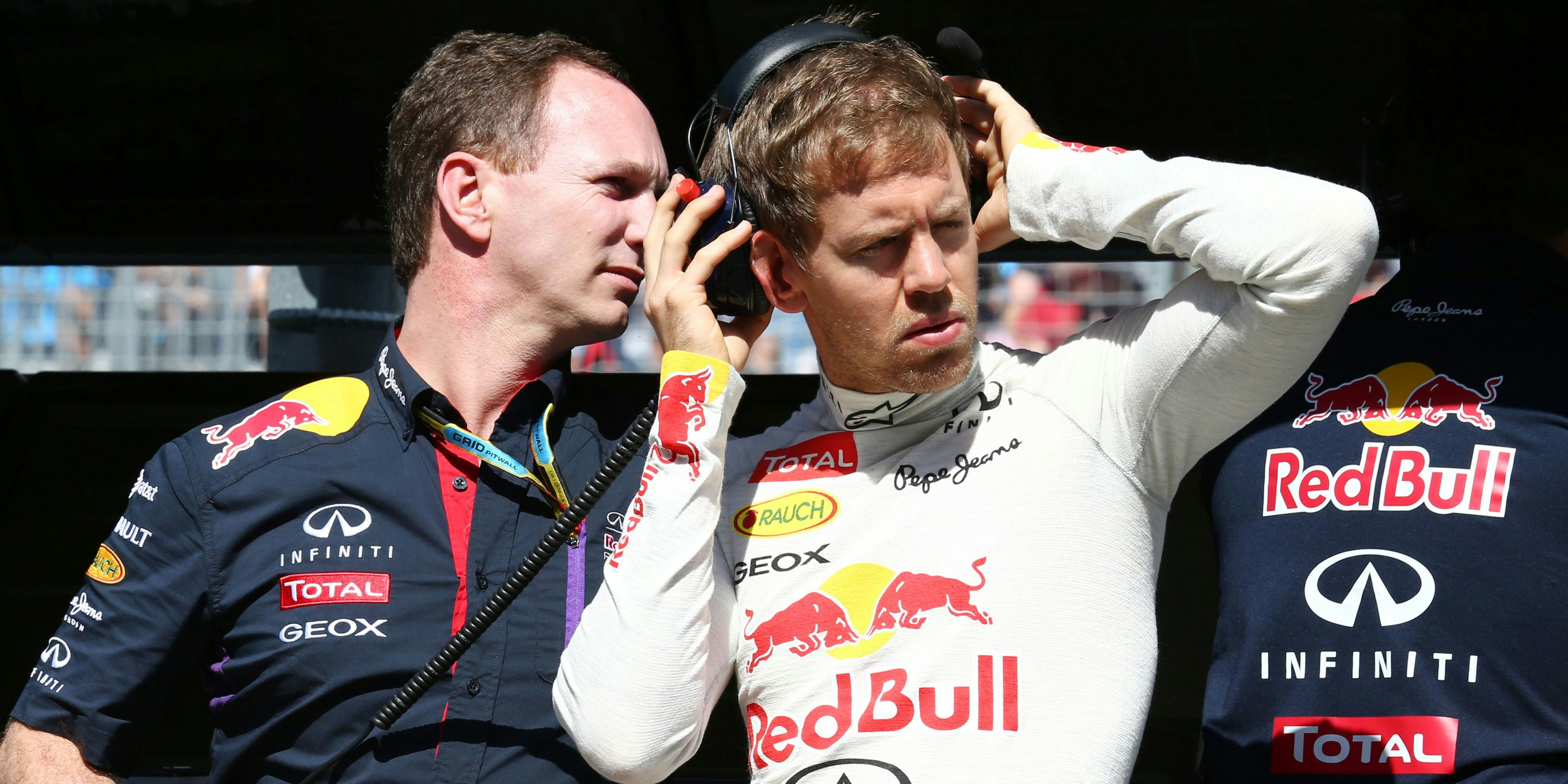 Sebastian Vettel 2014 neben Christian Horner