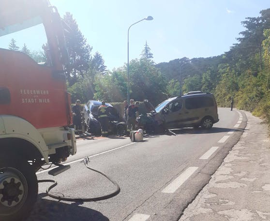 Bei dem Unfall in Wien-Liesing wurden vier Personen verletzt.