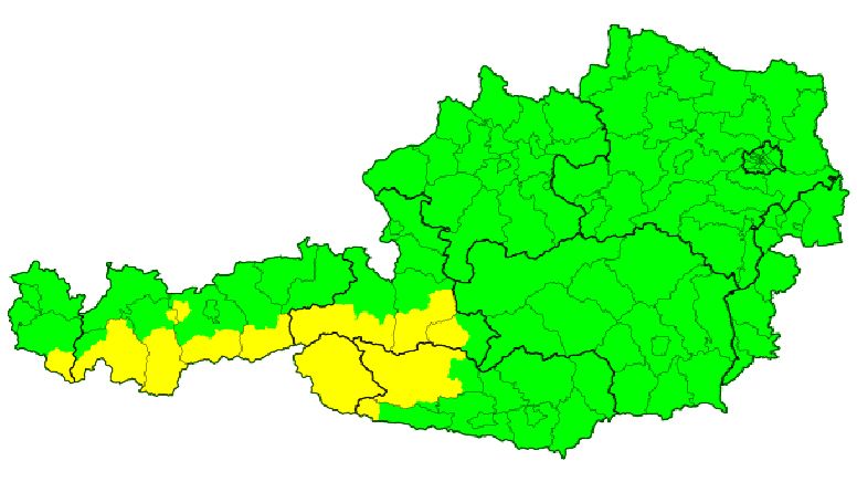 Unwetter-Vorwarnung für Österreich