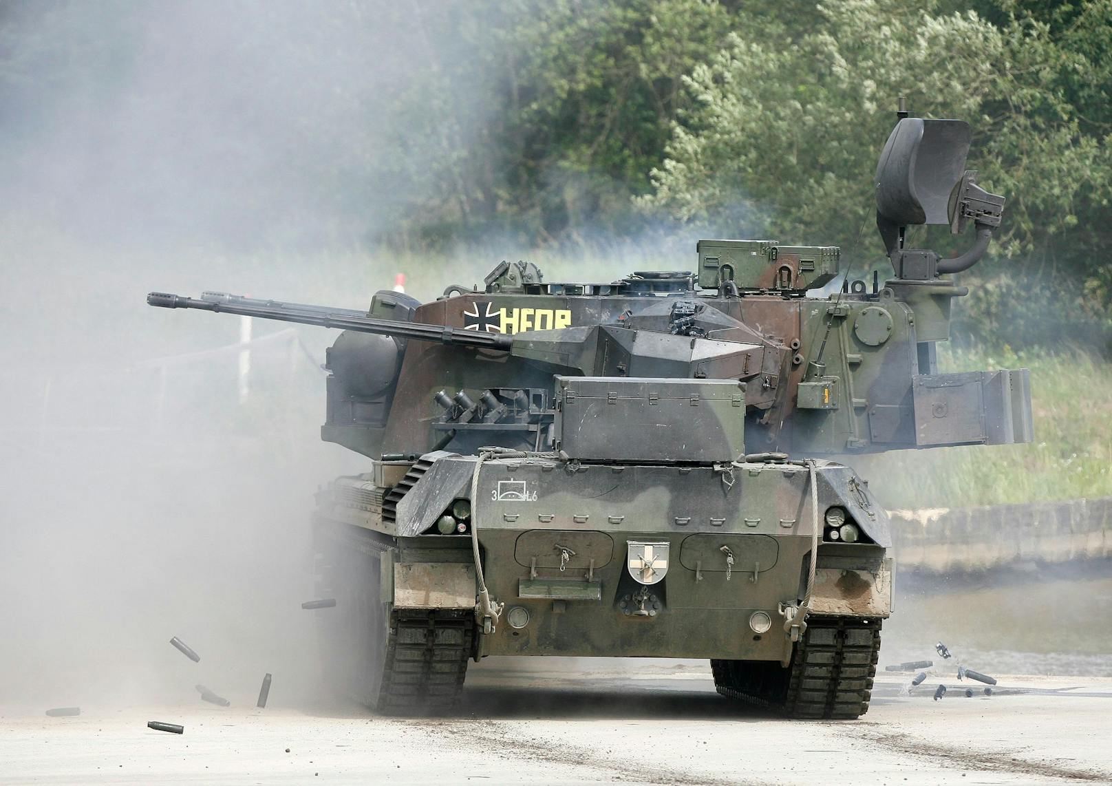 Ein deutscher Gepard-Flugabwehrpanzer während einer Übung in Münster 2007.