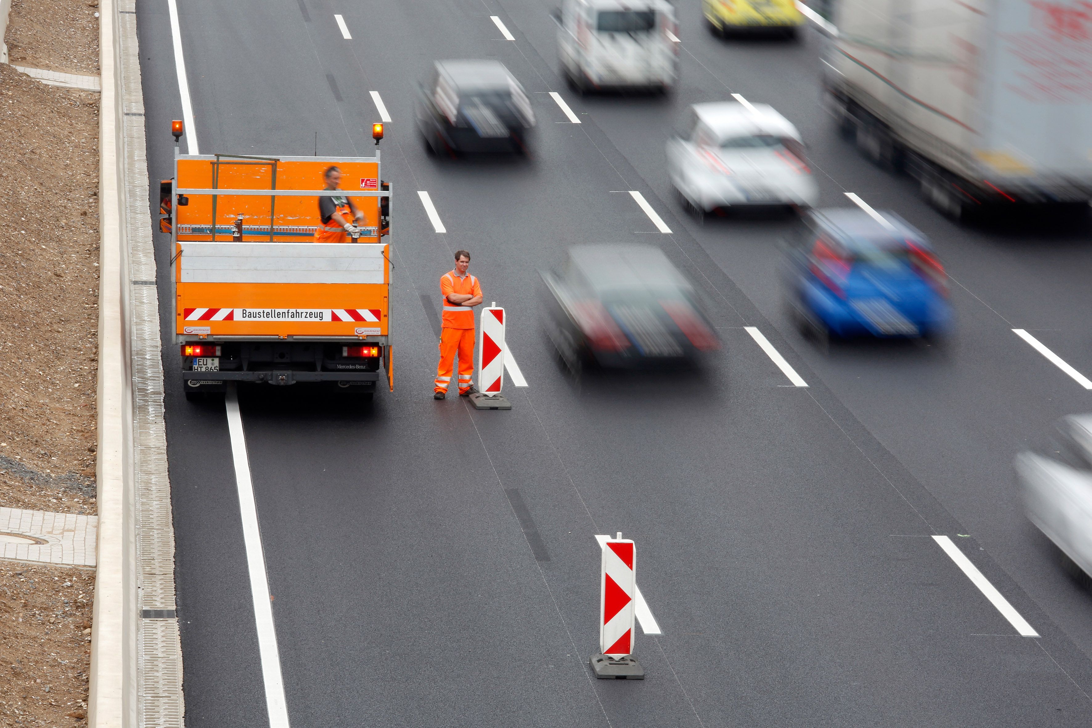 Symbolbild: Baustelle auf einer Autobahn