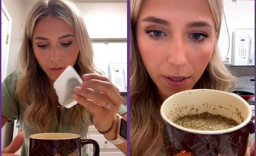 Wie die junge Frau Tee zubereitet, tut beim Zusehen weh.