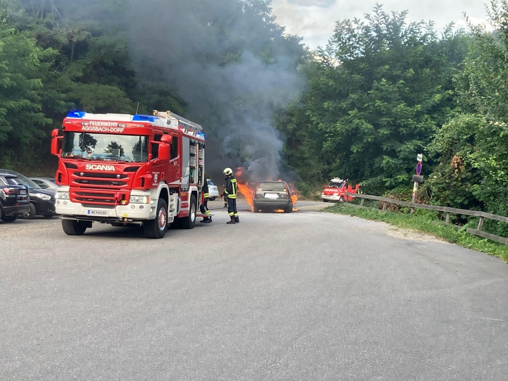 Die Feuerwehr löschte den Brand direkt vor der Ruine.