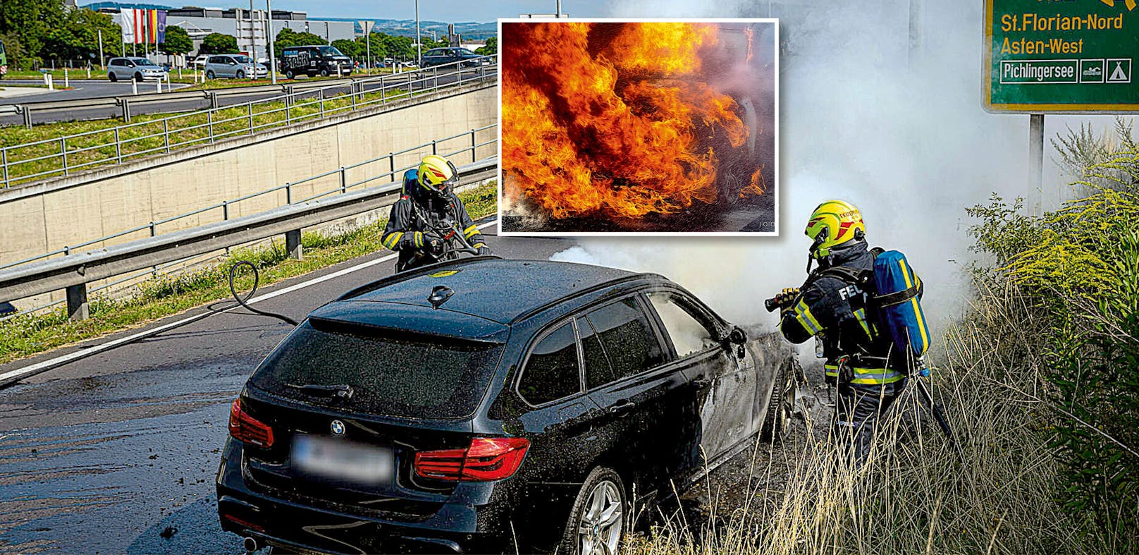 Flammen aus Motorhaube – Vater rettet Kind vor Inferno