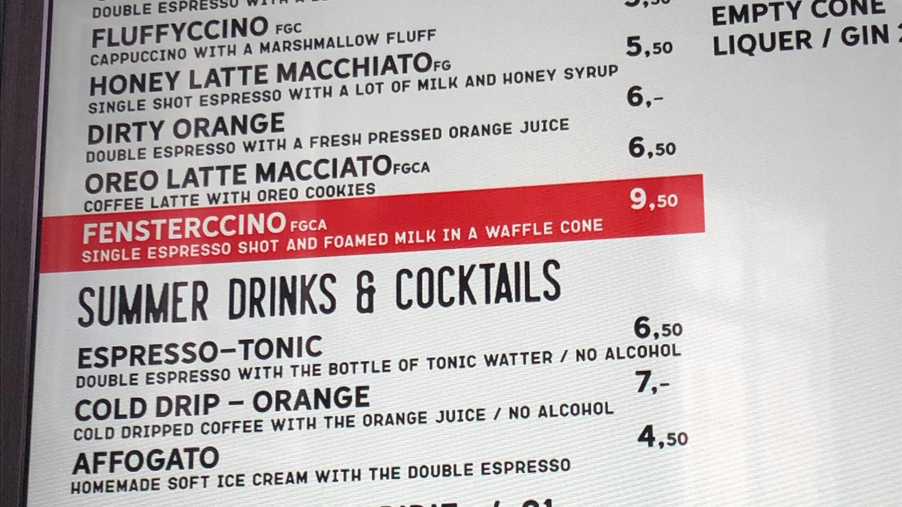 9,50 Euro ist mittlerweile für den berühmten "Fensterccino" zu bezahlen. Zuvor lag der Preis noch bei 5,50 Euro.