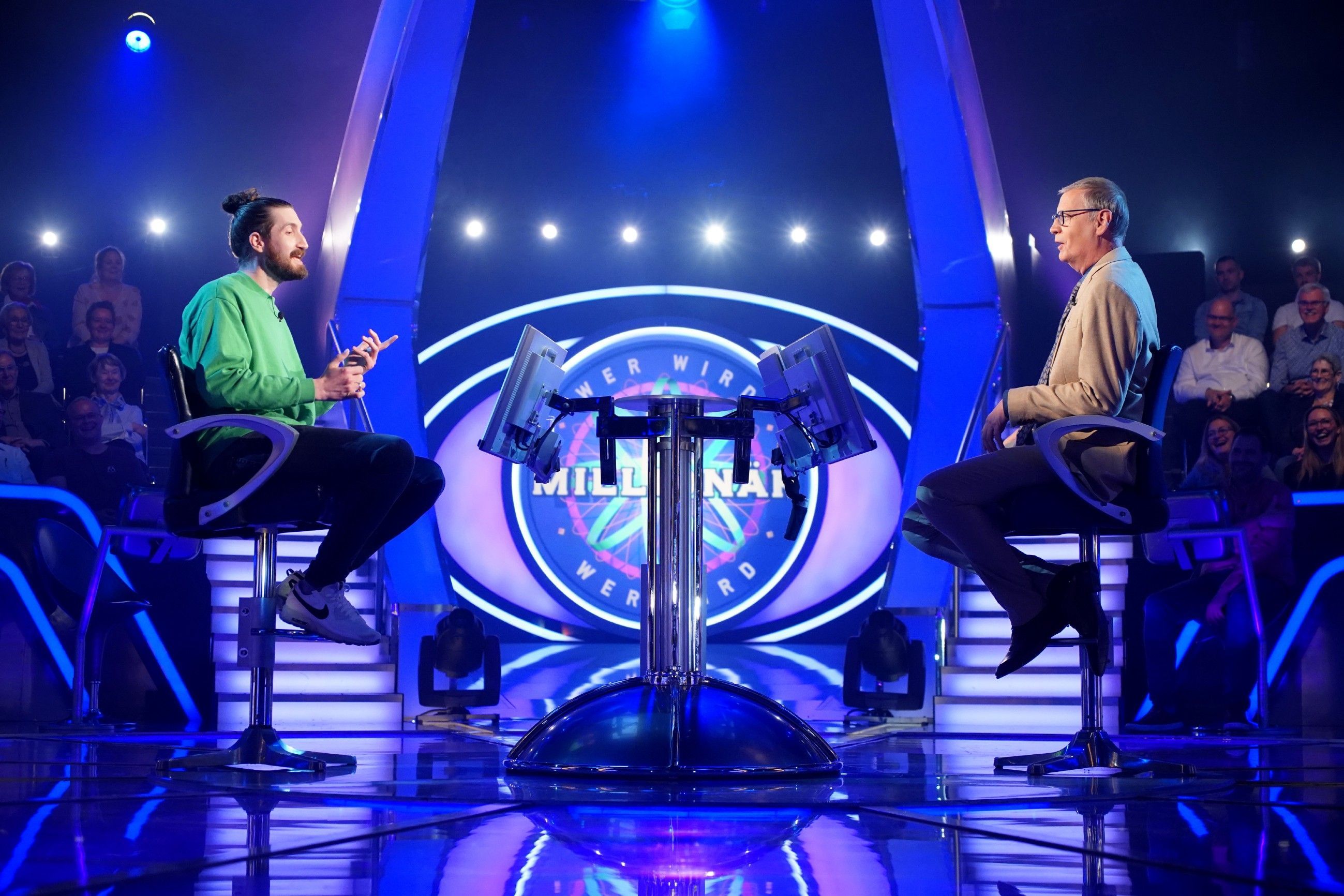 Moderator Günther Jauch mit Daniel Dippe.