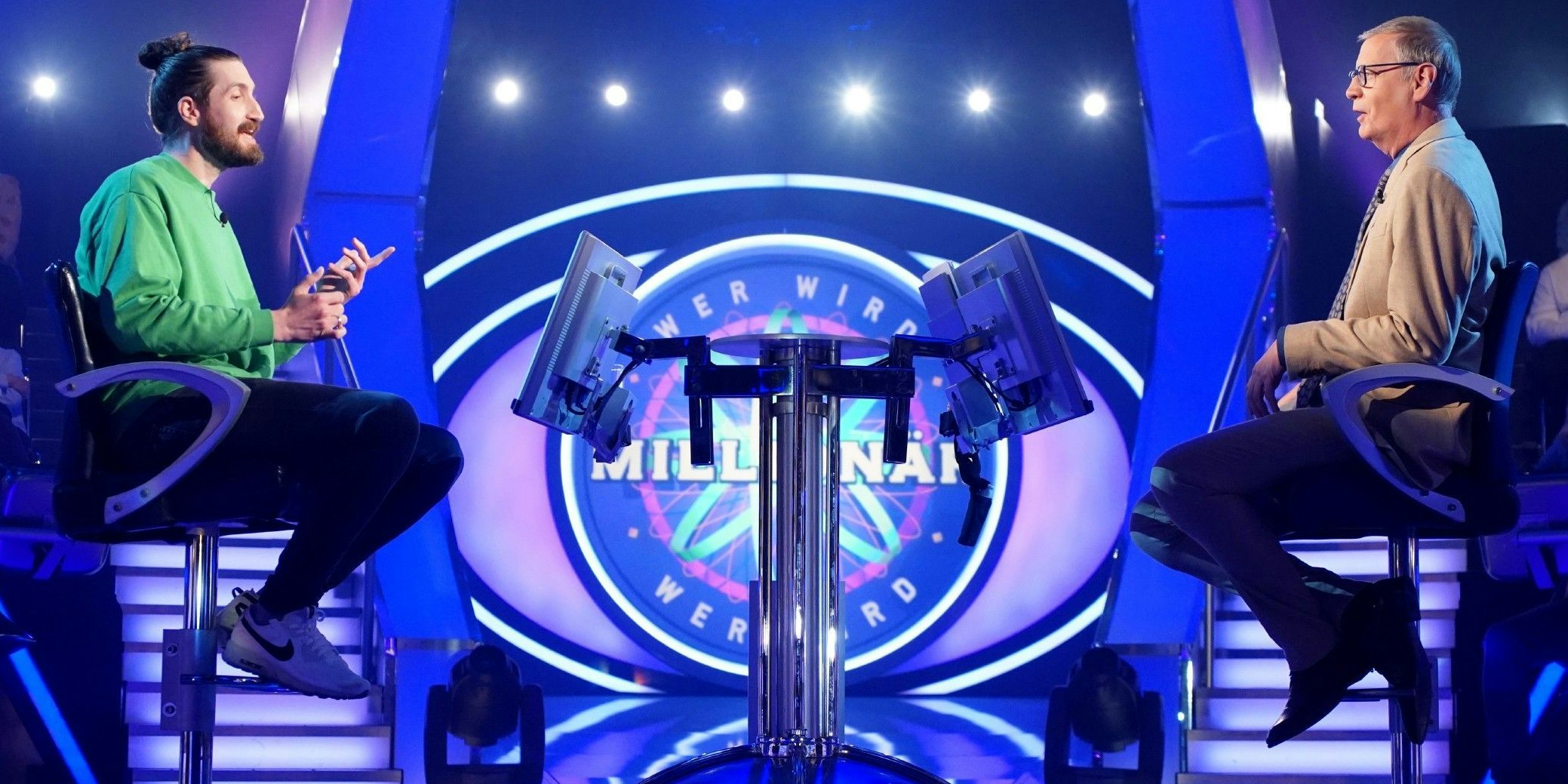 Moderator Günther Jauch mit Daniel Dippe.