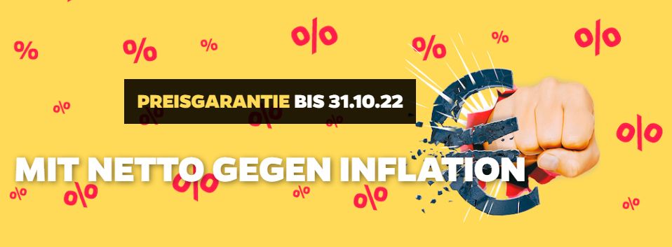 Werbebanner von Netto für die eigene Inflationsstopp-Aktion.