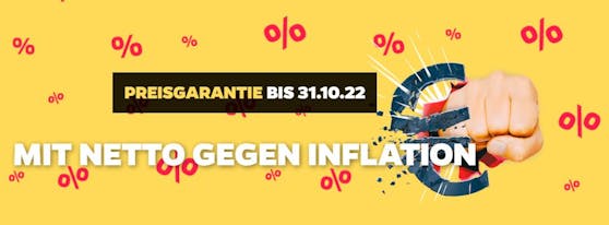 Werbebanner von Netto für die eigene Inflationsstopp-Aktion.