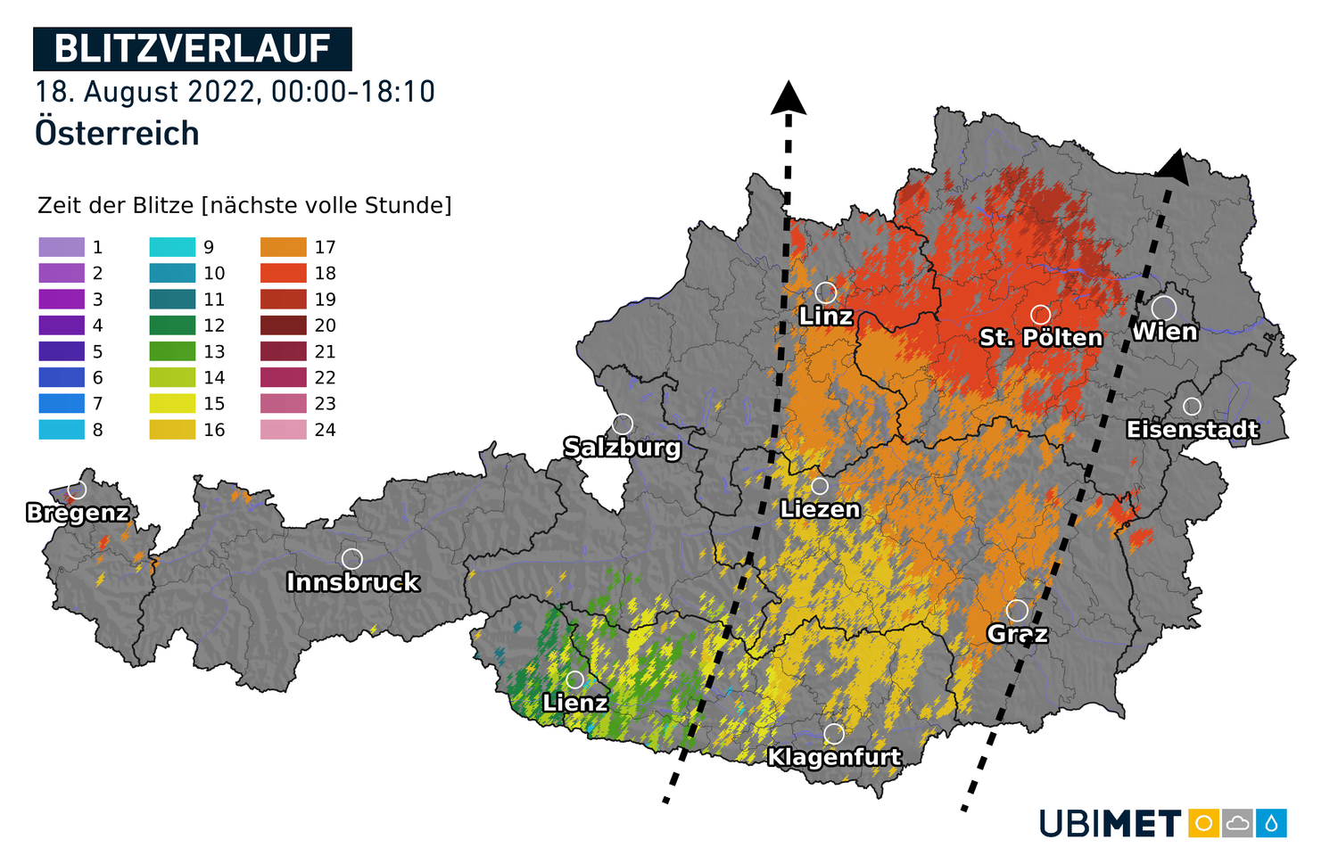 Die Schneise der Verwüstung: Hier zog das Orkan-Unwetter über Österreich. Wien wurde knapp verschont.