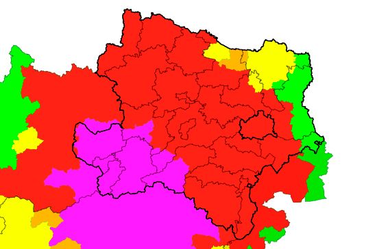 Aktuelle Unwetter-Warnungen um 17.35 Uhr.