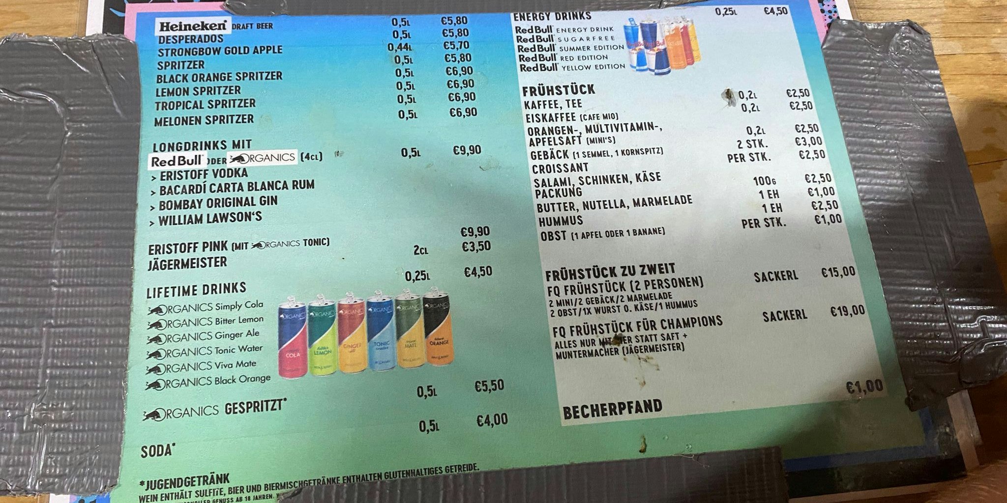 Eine Preisliste vom aktuellen Frequency.