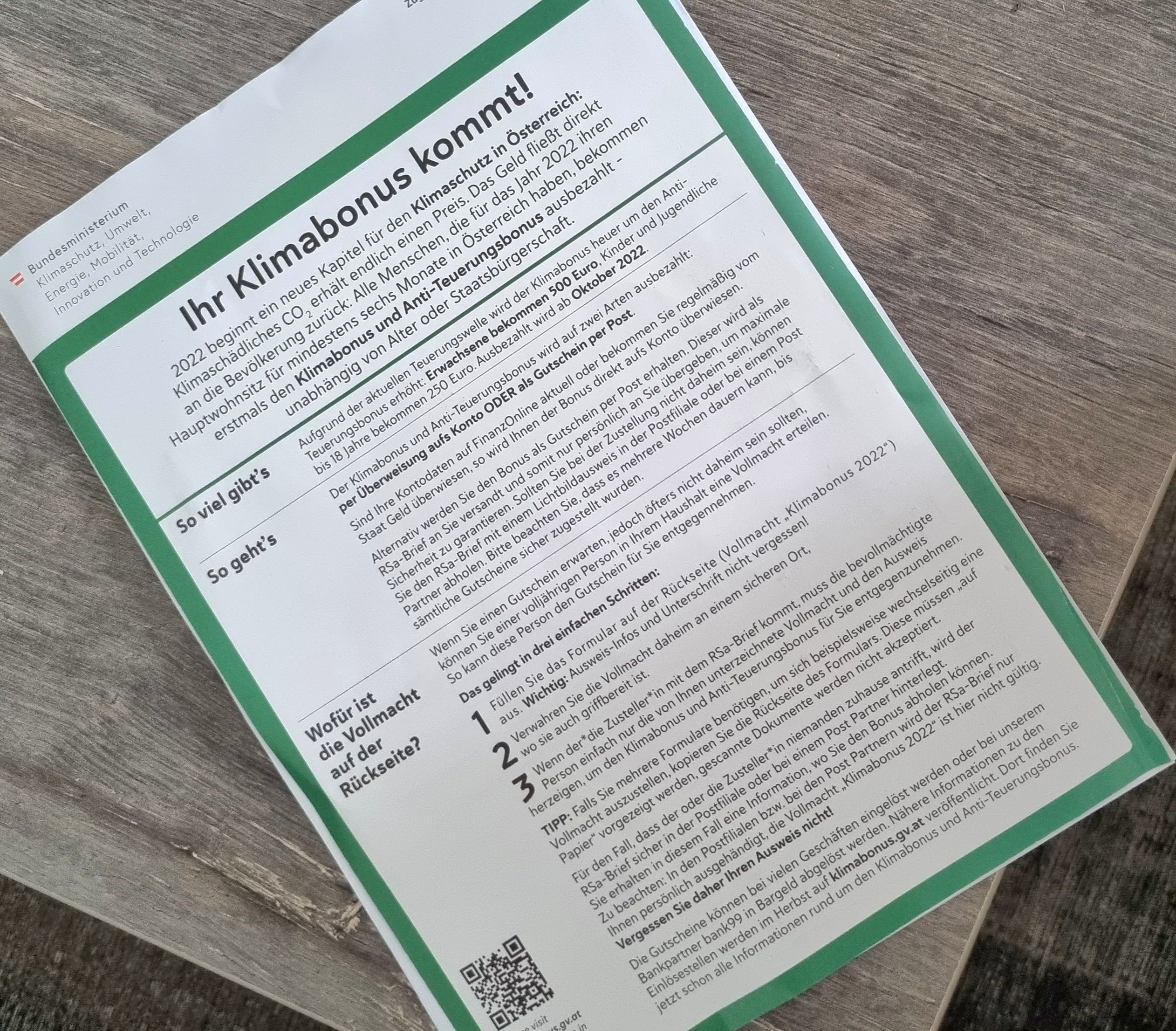 Die österreichischen Haushalte bekommen dieser Tage per Post eine Mitteilung über den Klimabonus.