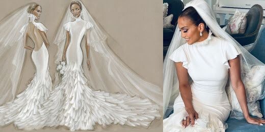 In diesem Kleid schritt Jennifer Lopez vor dem Altar. 
