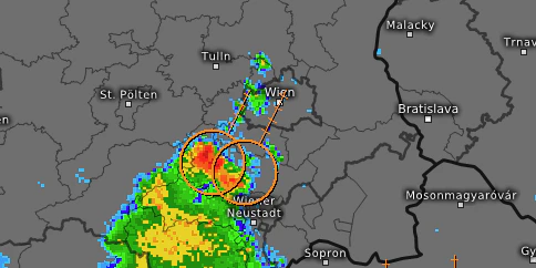 So sieht das Radar auf kachelmannwetter.com aus.