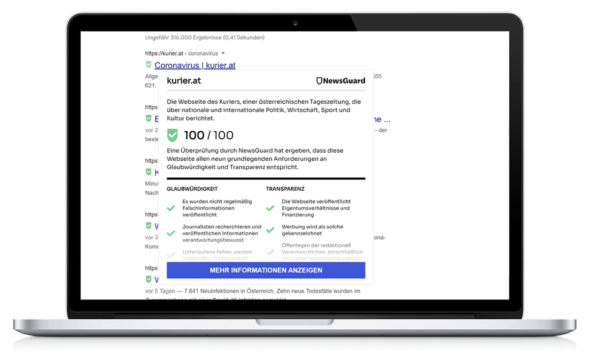 Mit NewsGuard holt A1 einen zuverlässigen Partner gegen Fake News auf den A1click.at Marketplace. 