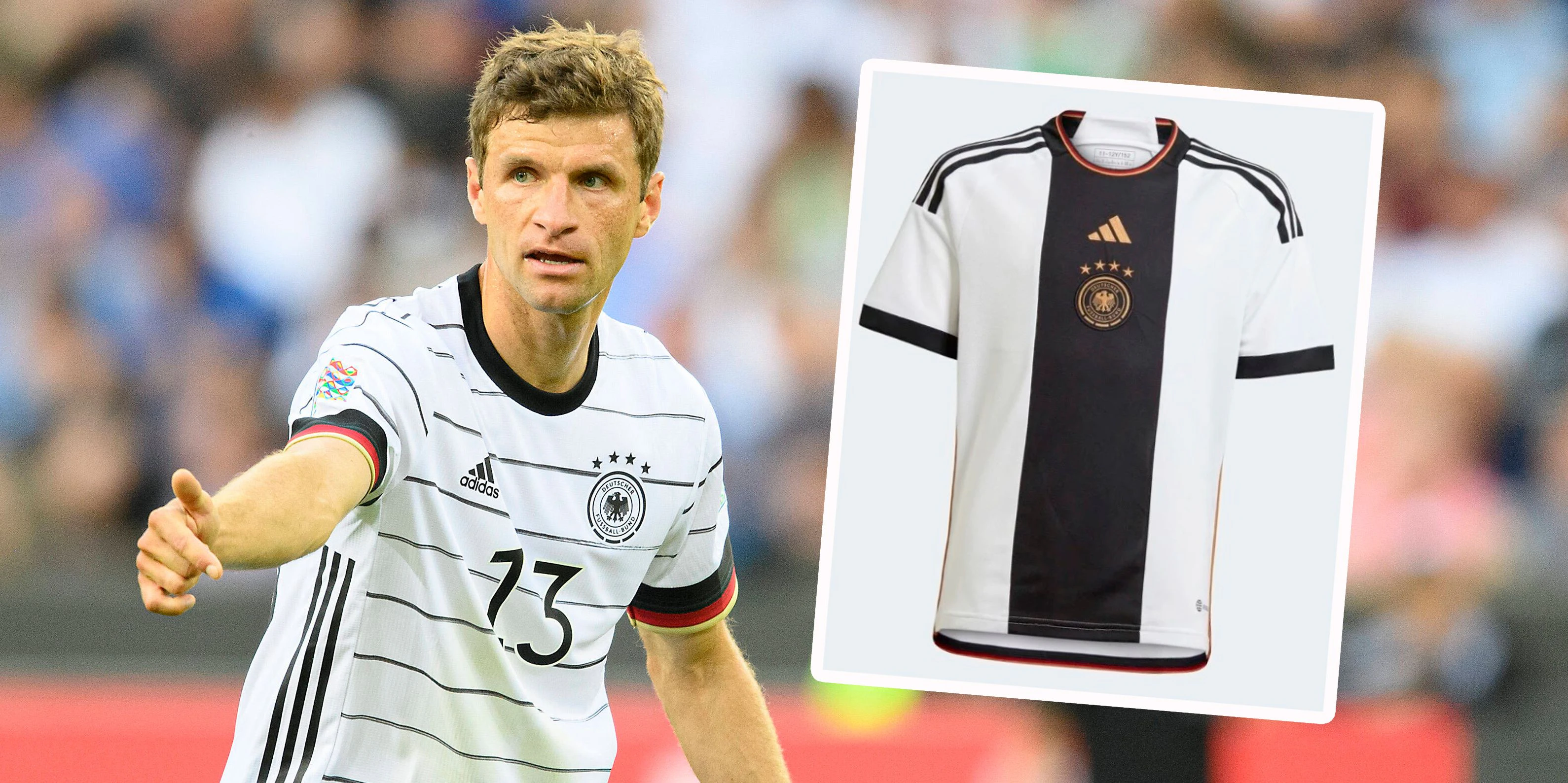 Thomas Müller und Co. werden im ungewohnten Design auflaufen (siehe r.). 