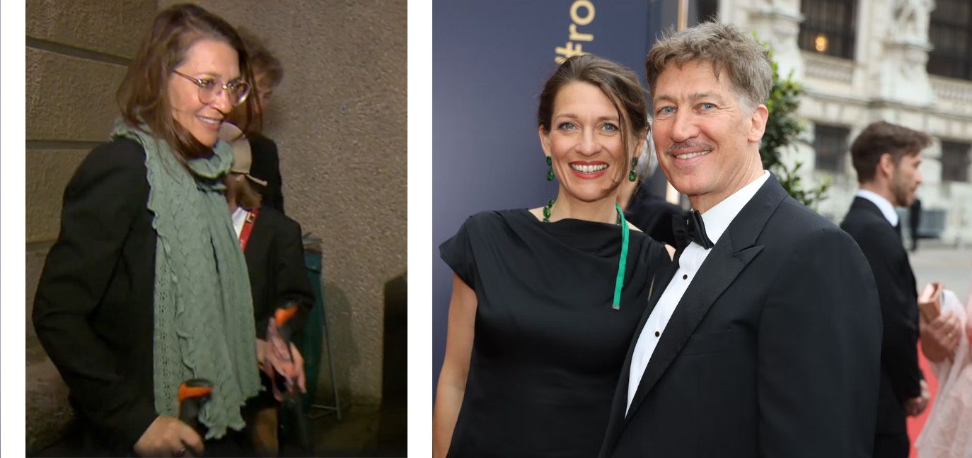 Links: Julia Moretti mit Stöcken. beim Konzert ihres Mannes, rechts mit Tobias Moretti vor ihrem schweren Unfall.