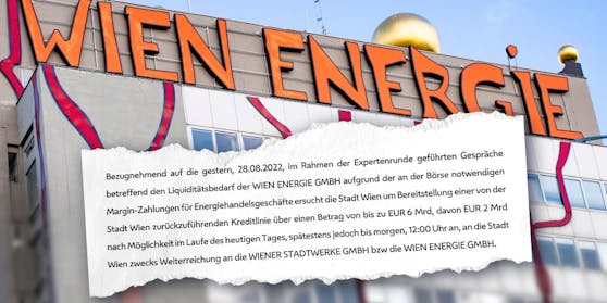Dieser Brief ging an das Finanzministerium: Wien Energie braucht sofort 2 Milliarden Euro, heißt es darin.