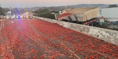 Tomaten-Laster löst Massencrash auf Autobahn aus