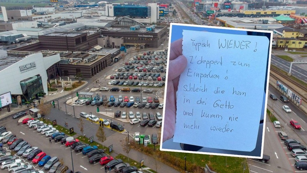 Ein Fahrzeug mit Wiener Kennzeichen zog den Unmut eines Parkplatz-Kunden auf sich.