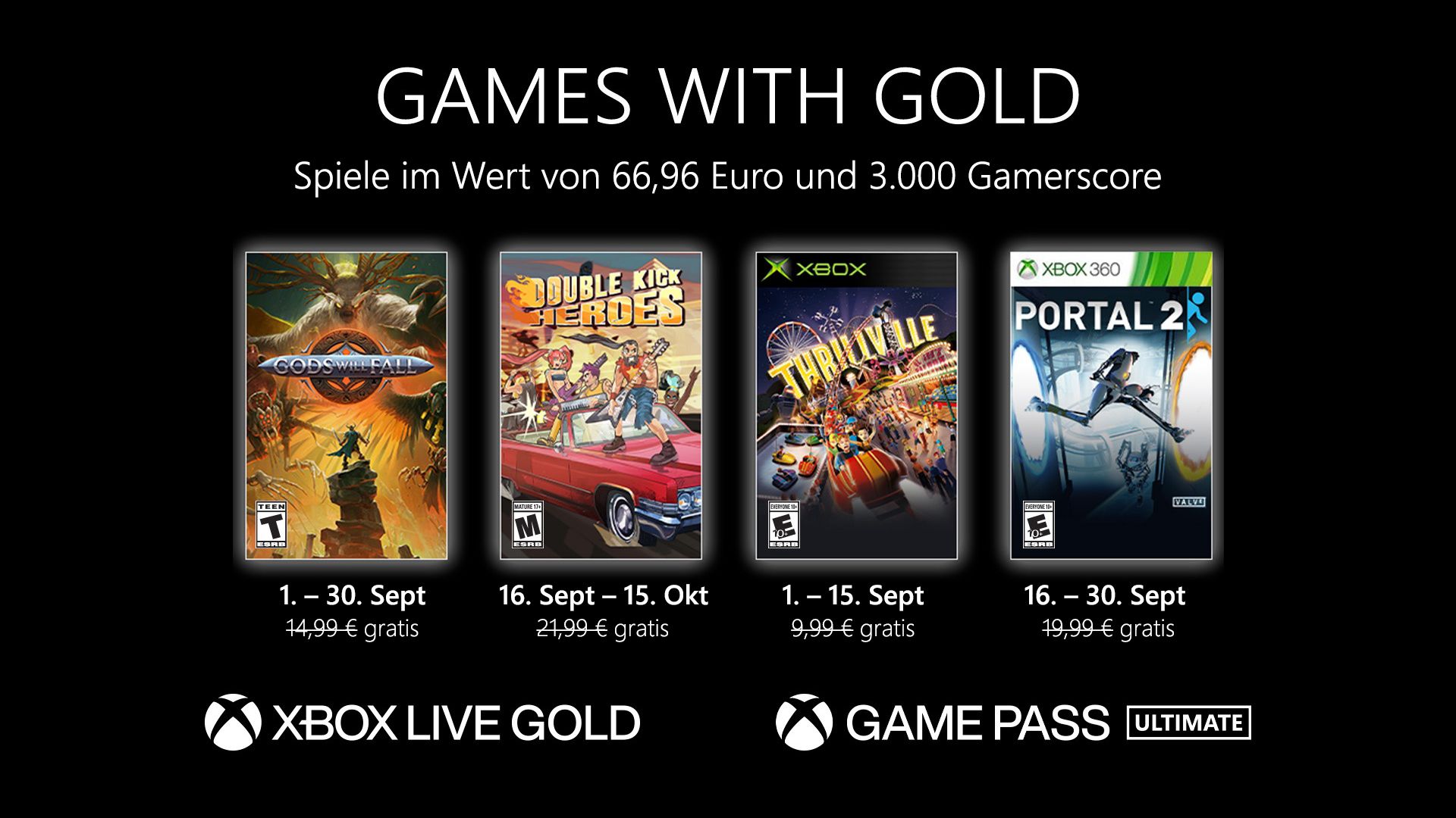 Games with Gold: Diese Spiele gibt es im September gratis.