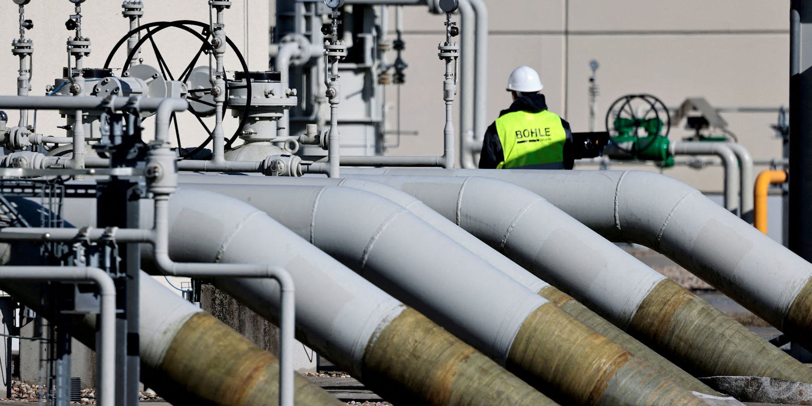 Die Rohre der Pipeline 'Nord Stream 1' an ihrer Ankunftsdestination im deutschen Lubmin.
