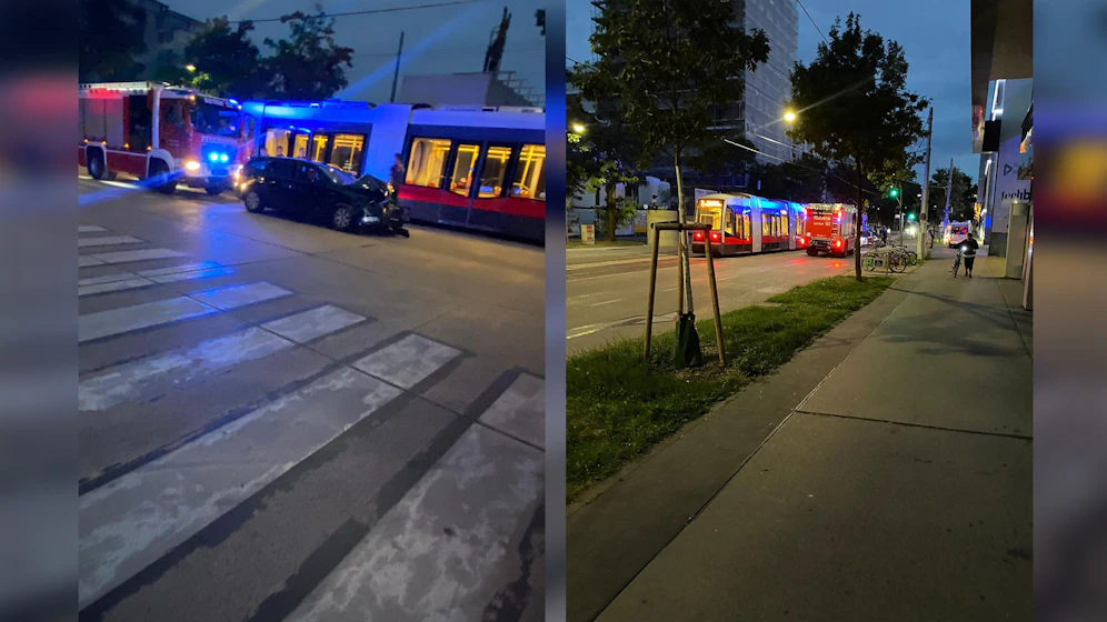 Ein Pkw krachte in die Bim hinein. 