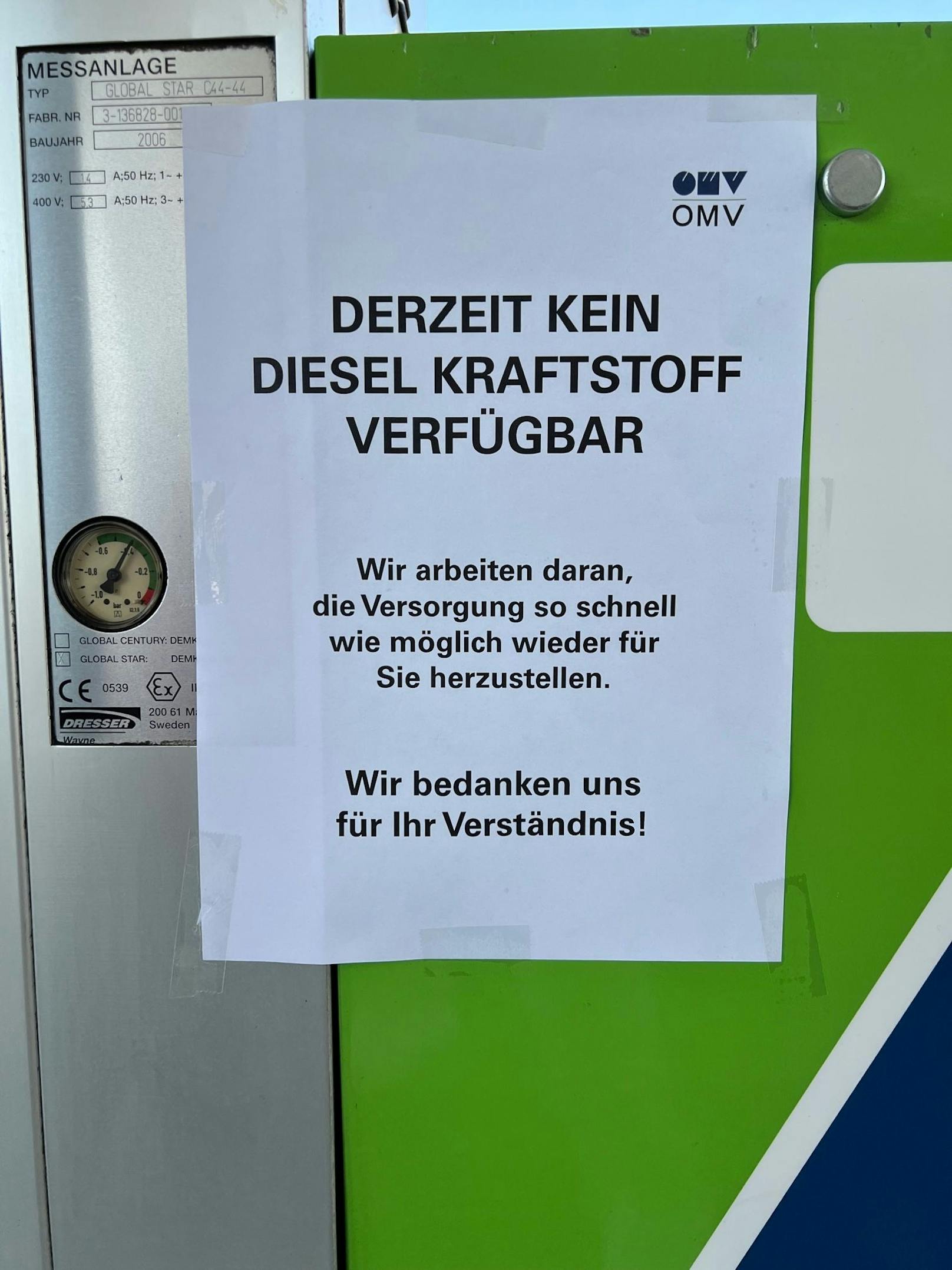 Tankstelle in NÖ ist der normale Diesel ausgegangen.
