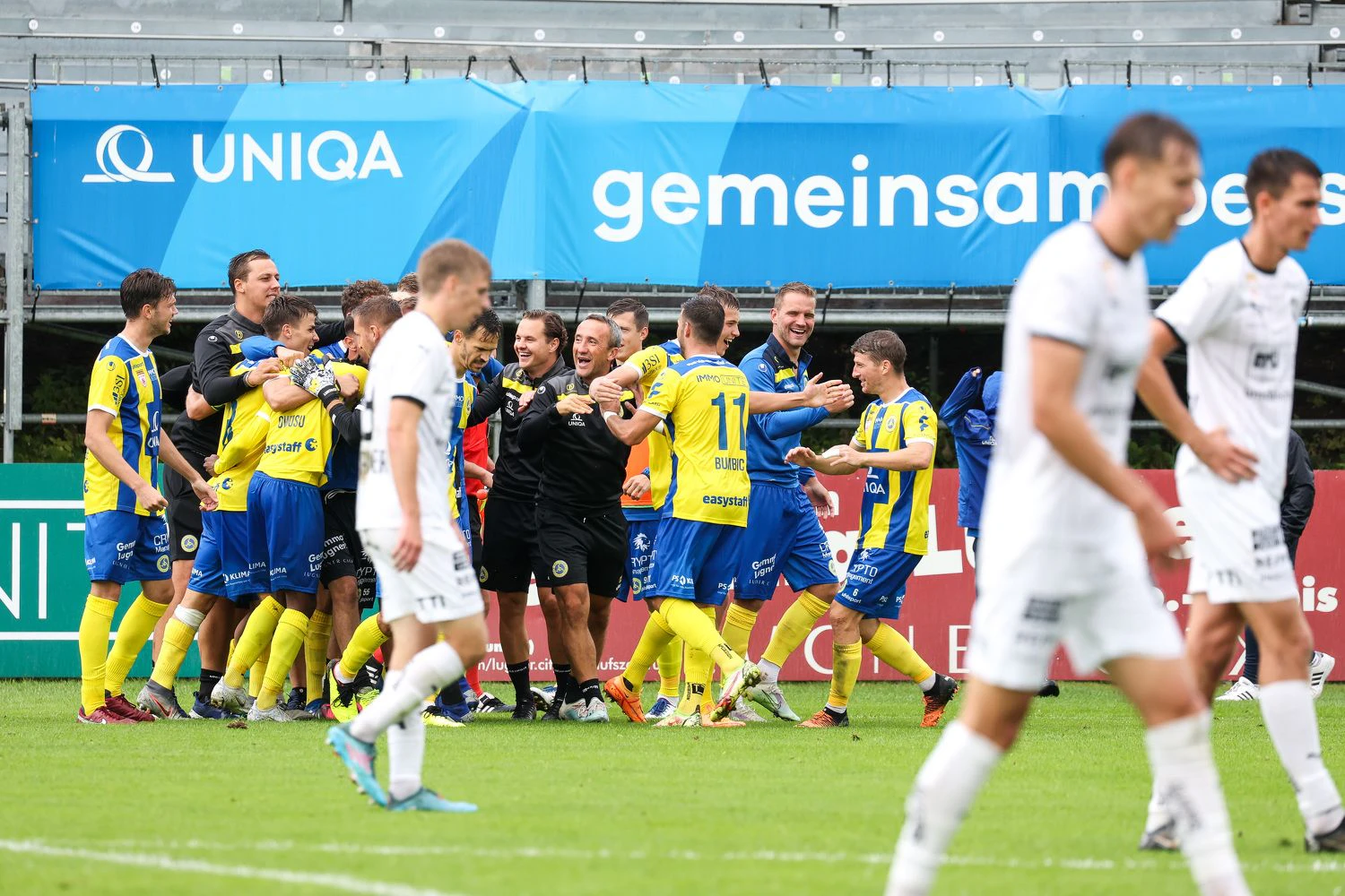 Die Vienna feiert den Heimsieg gegen Amstetten.