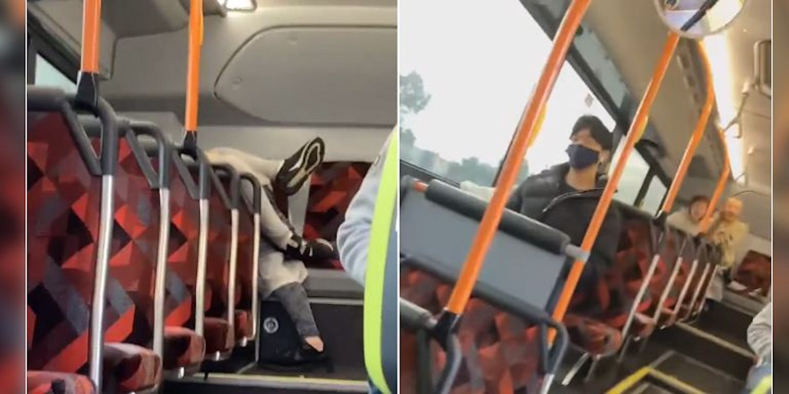 Ein Pärchen fiel in einem Bus übereinander her – einem Fahrgast passte das gar nicht.